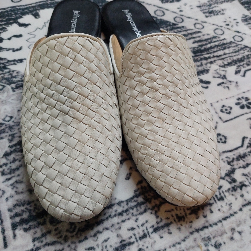Jeffrey Campbell Geode White Woven Leather Mules Slip-On Flats Size 7M - Picture 3 of 7